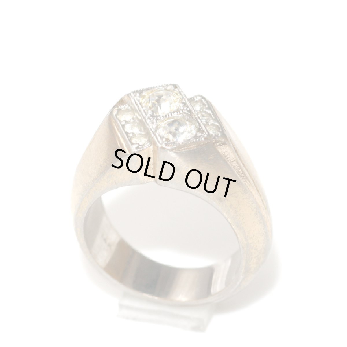 画像17: アメリカ ヴィンテージ 14K 眩い輝きのラインストーン メンズ指輪 22〜23号 (17)