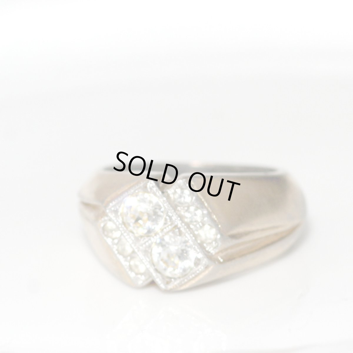 画像20: アメリカ ヴィンテージ 14K 眩い輝きのラインストーン メンズ指輪 22〜23号 (20)