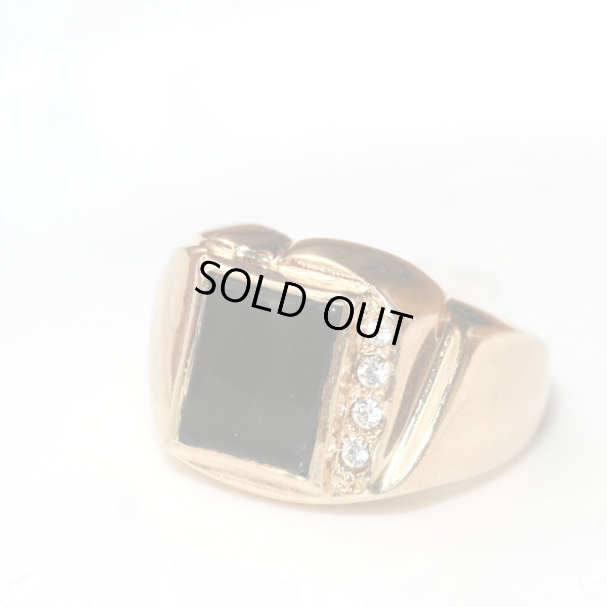 画像6: アメリカ ヴィンテージ 刻印SETA ブラックガラス シグネットリング メンズ指輪 24〜25号  (6)