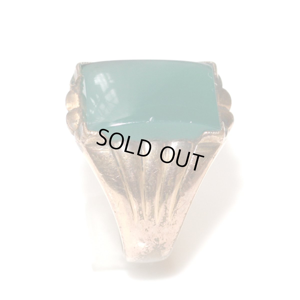 画像5: アメリカ ヴィンテージ 刻印K18GF グリーン シグネットリング メンズ指輪 20号 (5)