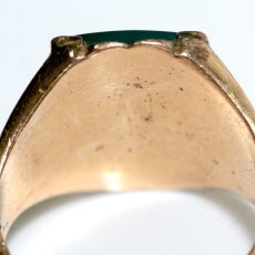 画像10: アメリカ ヴィンテージ 刻印K18GF グリーン シグネットリング メンズ指輪 20号 (10)