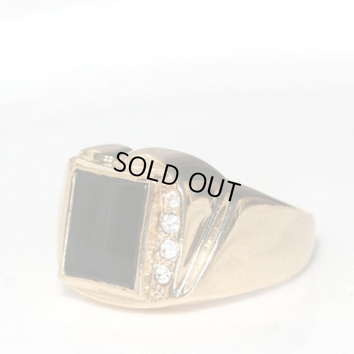 画像11: アメリカ ヴィンテージ 刻印SETA ブラックガラス シグネットリング メンズ指輪 24〜25号  (11)