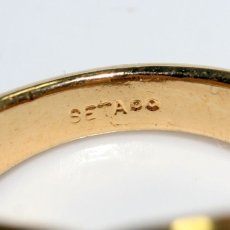 画像9: アメリカ ヴィンテージ 刻印SETA ブラックガラス シグネットリング メンズ指輪 24〜25号  (9)