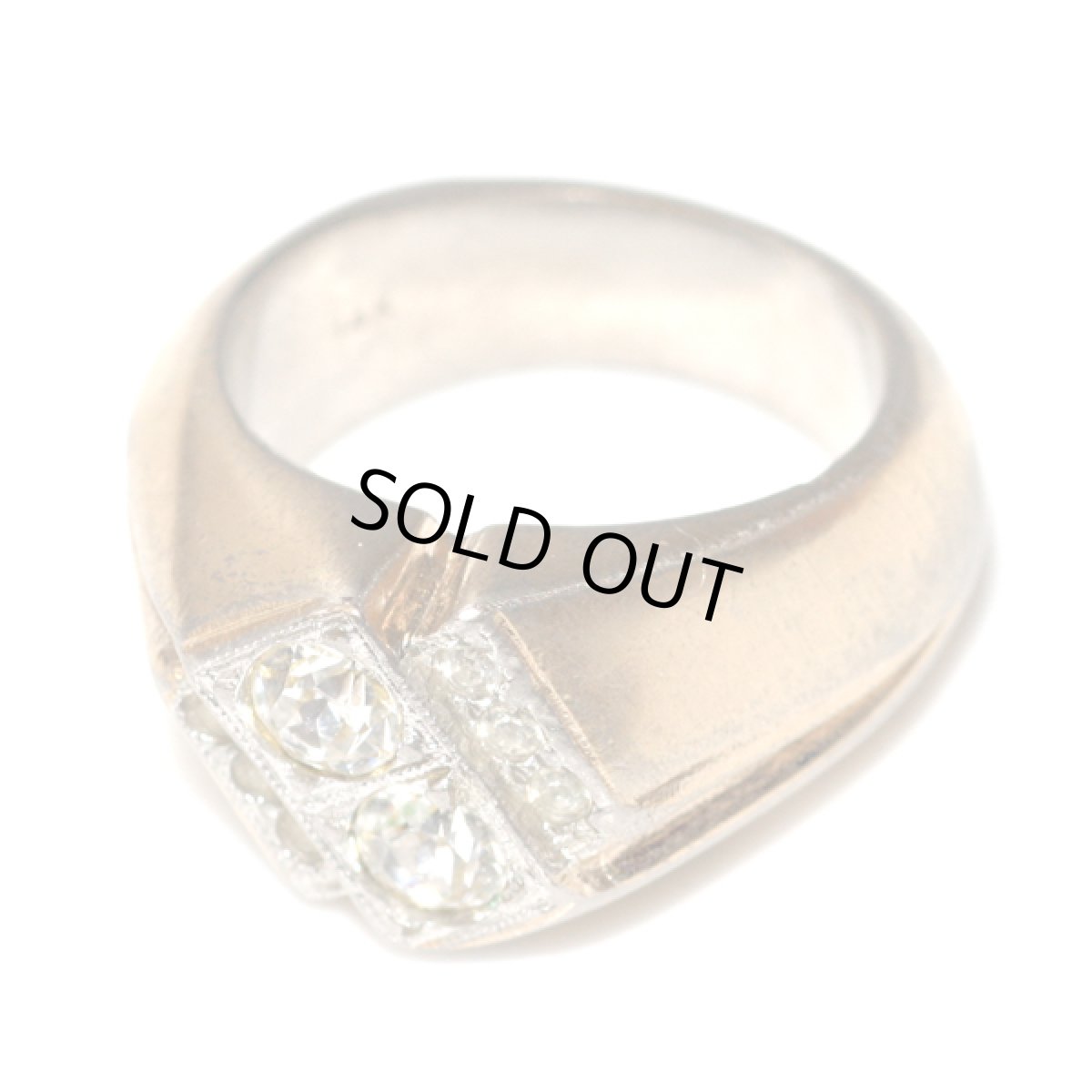 画像14: アメリカ ヴィンテージ 14K 眩い輝きのラインストーン メンズ指輪 22〜23号 (14)