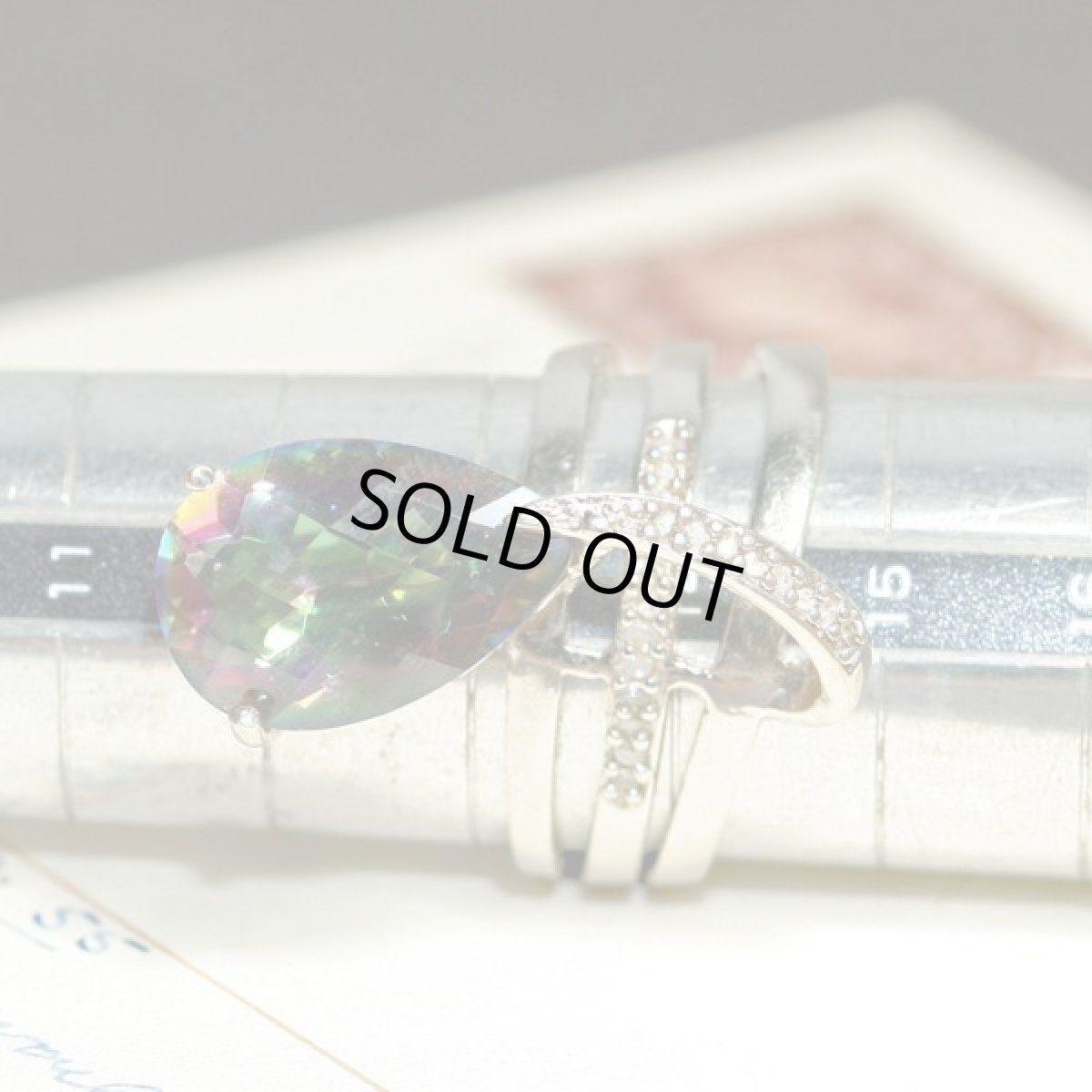 画像11: アメリカ ニューヨーク シルバー925 RT ヴィンテージリング オーロララインストーン14号 大きな メンズ レディース (11)