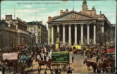 画像1: イギリス 1906年 消印あり アンティークポストカード London Royal Exchange and Bank England 王立取引所 ロンドン (1)