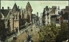 画像1: イギリス 1907年 消印あり アンティークポストカード THE LAW COURTS AND FLEET STREET LONDON 王立裁判所とフリートストリート (1)