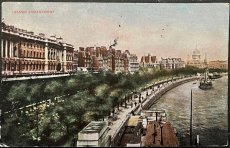 画像1: イギリス 消印あり アンティークポストカード THAMES EMBANKMENT テムズ川堤防 (1)