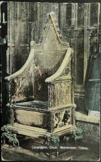 画像1: イギリス 消印あり アンティークポストカード Coronation Chair Westminster Abbey 戴冠式の椅子 (1)