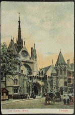 画像1: イギリス 1906年 消印あり アンティークポストカード Law Courts Strand London 王立裁判所 (1)