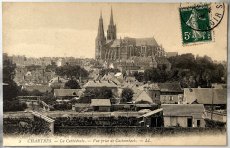 画像1: フランス 切手 消印あり アンティークポストカード chartres cathedral シャルトル大聖堂 (1)