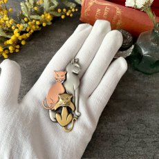 画像13: K&Tブランド 3匹の猫　ヴィンテージブローチ CAT 猫アクセサリー (13)