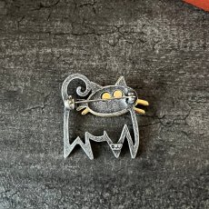 画像7: JJブランド グリーンアイ 猫ヴィンテージブローチ　ねこアクセサリー(Jonette Jewelry Co)ジェイジェイ (7)