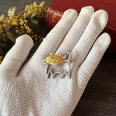 画像10: JJブランド グリーンアイ 猫ヴィンテージブローチ　ねこアクセサリー(Jonette Jewelry Co)ジェイジェイ (10)