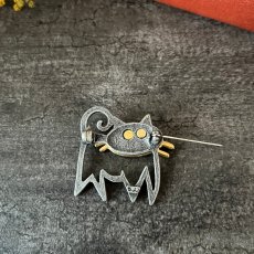 画像9: JJブランド グリーンアイ 猫ヴィンテージブローチ　ねこアクセサリー(Jonette Jewelry Co)ジェイジェイ (9)