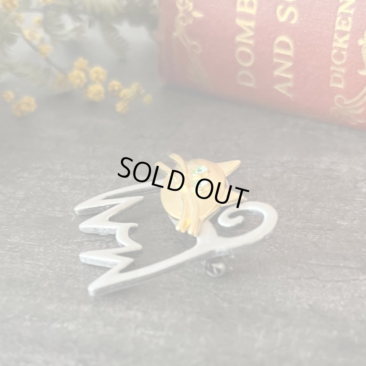 画像3: JJブランド グリーンアイ 猫ヴィンテージブローチ　ねこアクセサリー(Jonette Jewelry Co)ジェイジェイ (3)