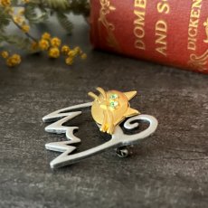 画像3: JJブランド グリーンアイ 猫ヴィンテージブローチ　ねこアクセサリー(Jonette Jewelry Co)ジェイジェイ (3)