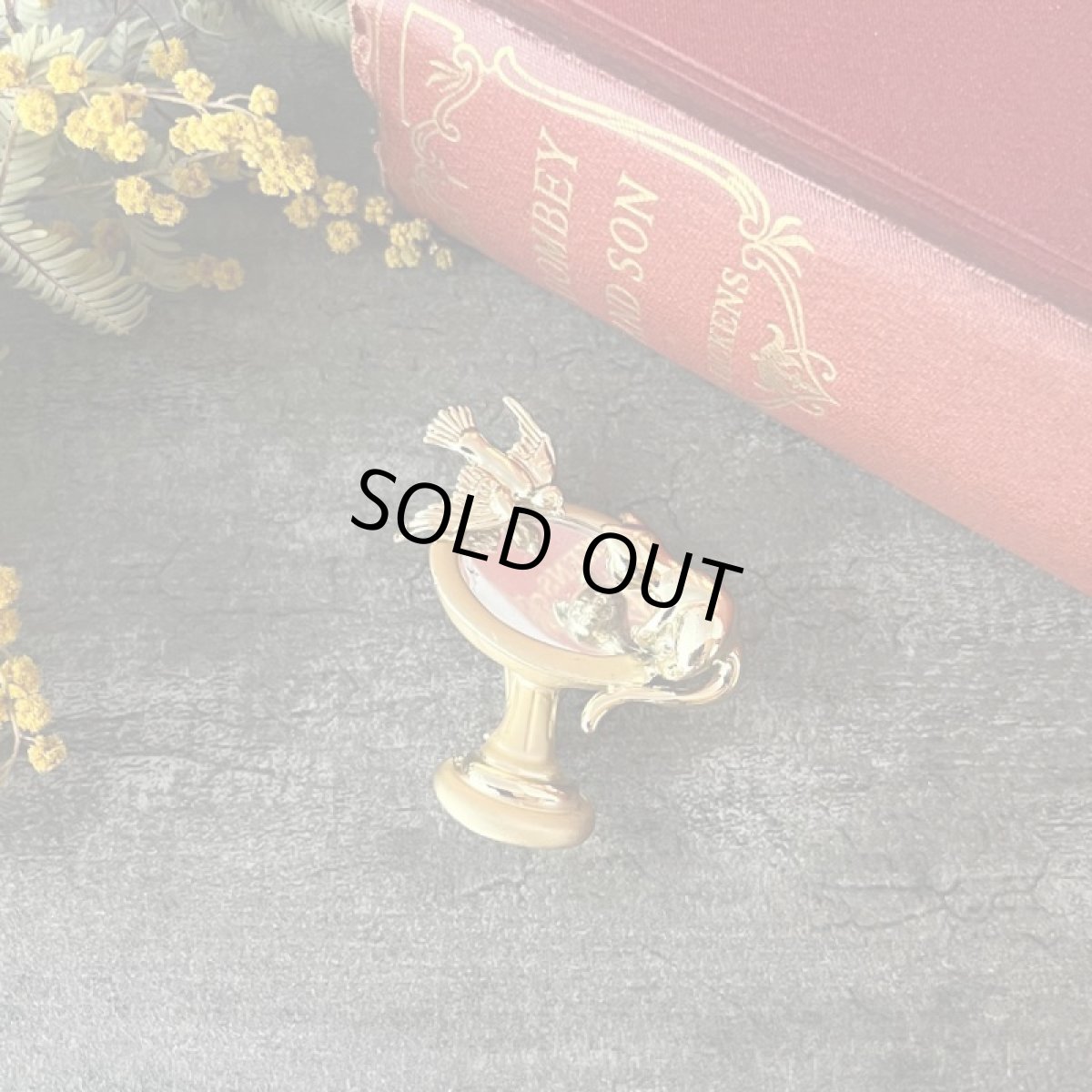 画像3: アメリカ ヴィンテージブローチ を見つめる子猫と鳥 (3)