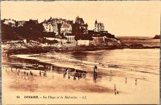 画像1: フランス アンティークポストカード DINARD La Plage 海岸 セピア写真 (1)