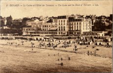 画像1: フランス アンティークポストカード DINARD Le Casino et I'Hotel セピア写真 (1)