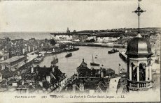 画像1: フランス アンティークポストカード DIEPPE La Port le Clocher Sant B/W写真 (1)