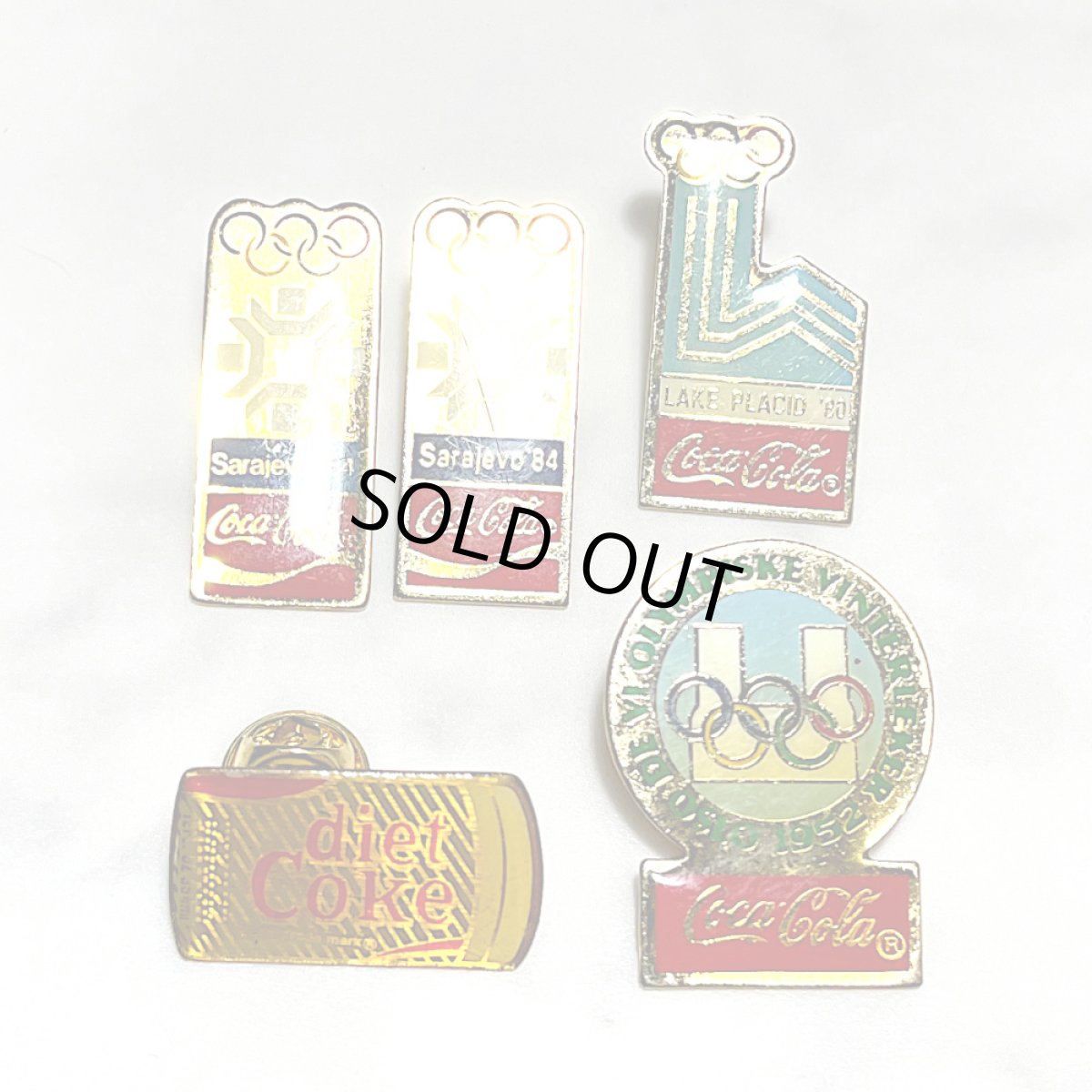 画像9: 5個セット フランス ヴィンテージ ピンバッジ Coca Cola コカ・コーラ  オリンピックスポンサー ノベルティグッズ (9)