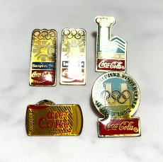 画像8: 5個セット フランス ヴィンテージ ピンバッジ Coca Cola コカ・コーラ  オリンピックスポンサー ノベルティグッズ (8)