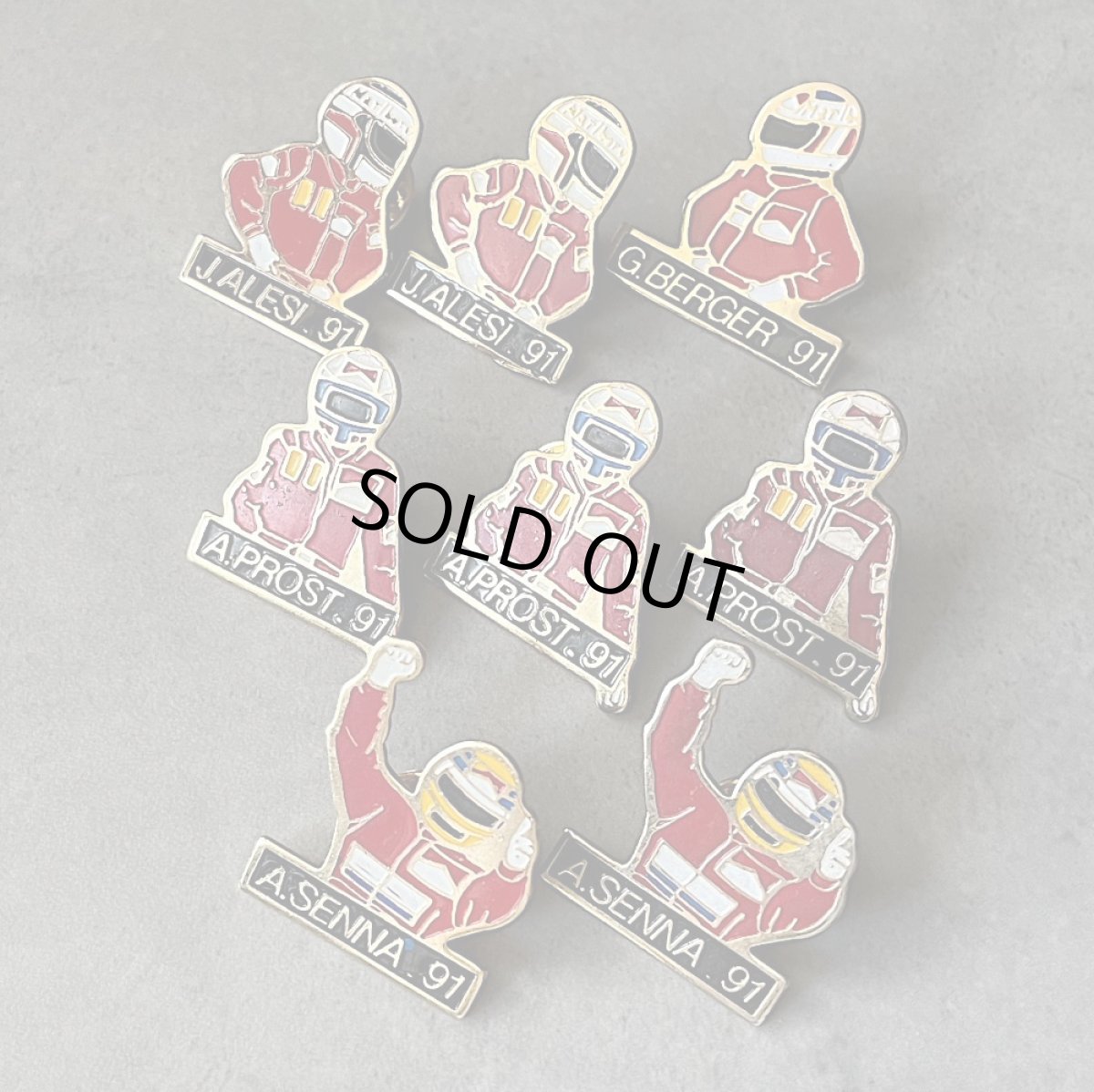 画像8: 8個セット フランス ヴィンテージ ピンバッジ G.BERGER91,J.ALESI91,A.SENNA91,APROST91 ノベルティグッズ (8)