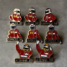 画像2: 8個セット フランス ヴィンテージ ピンバッジ G.BERGER91,J.ALESI91,A.SENNA91,APROST91 ノベルティグッズ (2)