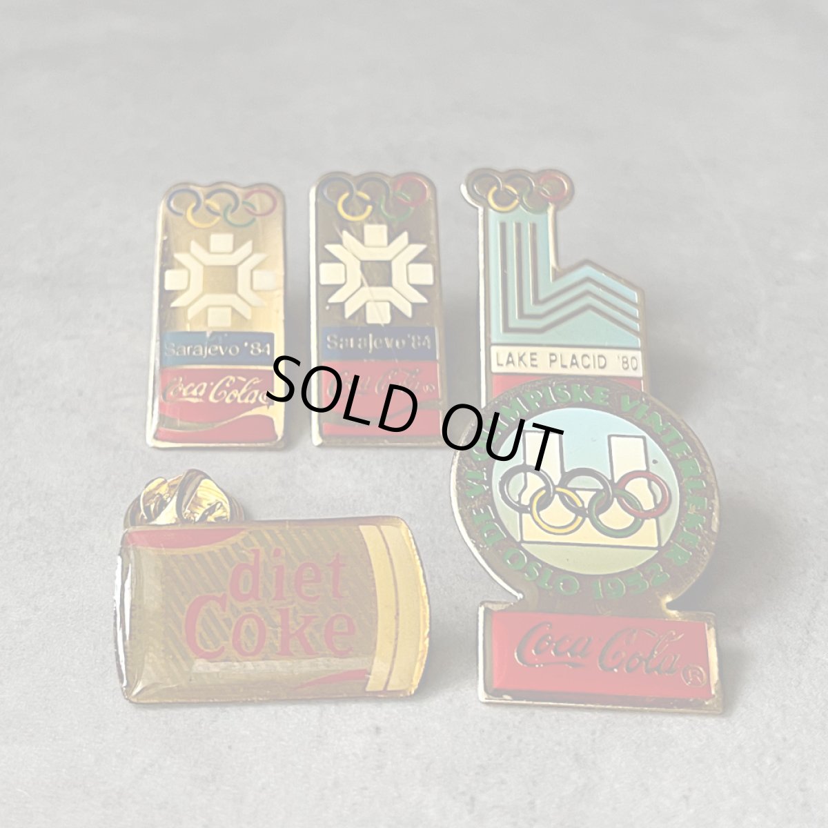画像2: 5個セット フランス ヴィンテージ ピンバッジ Coca Cola コカ・コーラ  オリンピックスポンサー ノベルティグッズ (2)