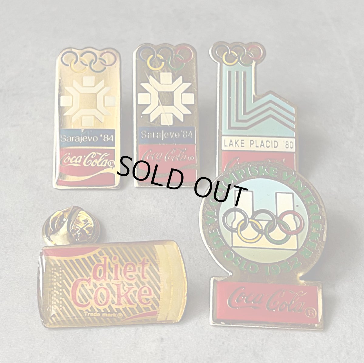 画像4: 5個セット フランス ヴィンテージ ピンバッジ Coca Cola コカ・コーラ  オリンピックスポンサー ノベルティグッズ (4)