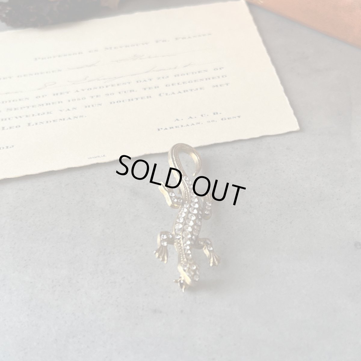 画像5: 英国ヴィンテージブローチ クリスタル輝くとかげ (5)