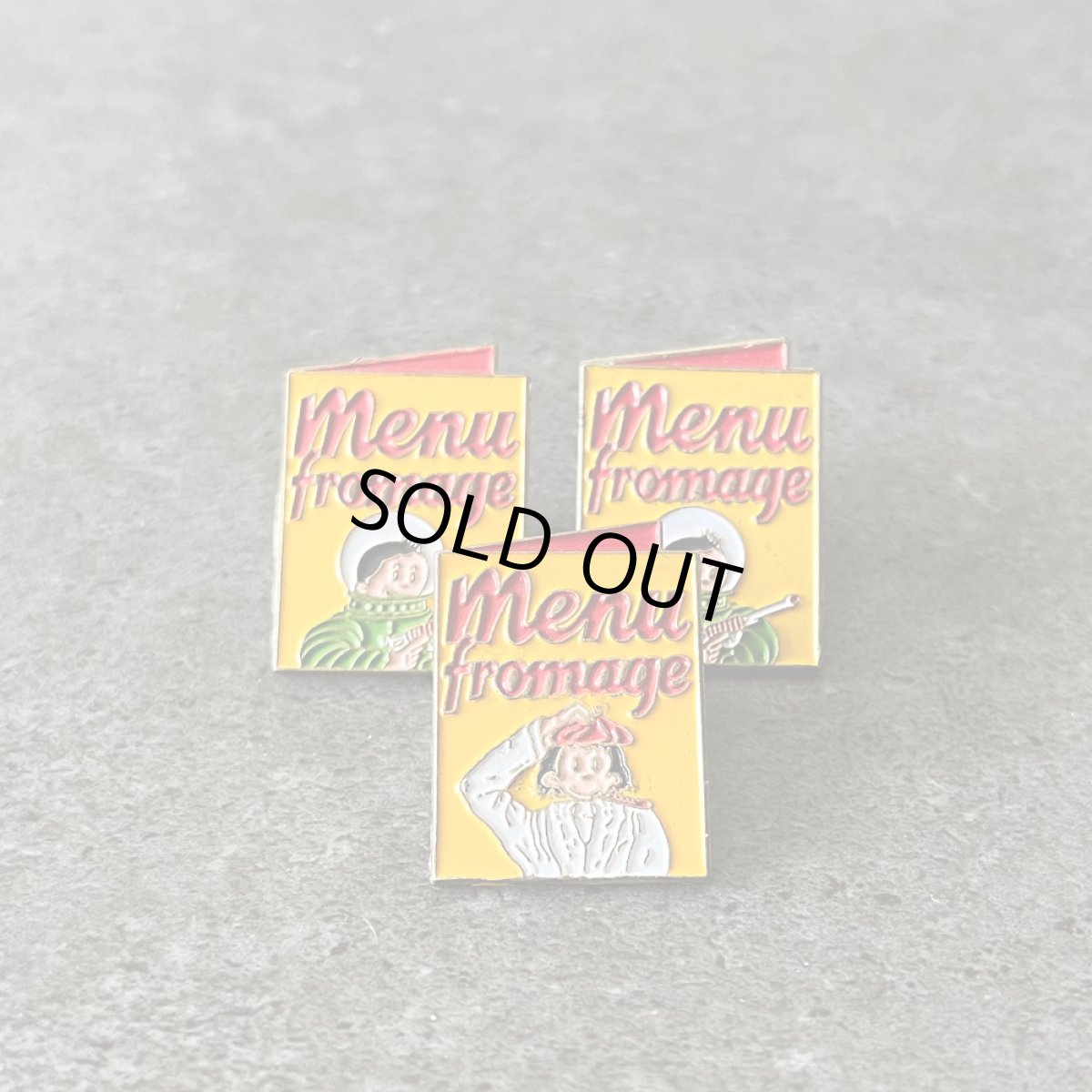 画像2: 3個セット フランス ヴィンテージ ピンバッジ Menu fromage チーズメニュー ノベルティグッズ (2)