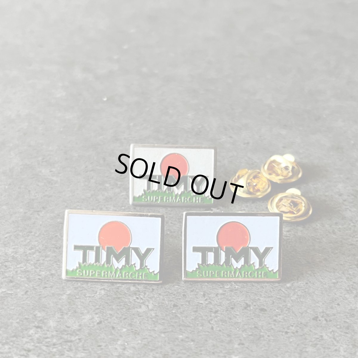 画像2: 3個セット フランス ヴィンテージ ピンバッジ TIMY SUPER MARCHE ノベルティグッズ (2)