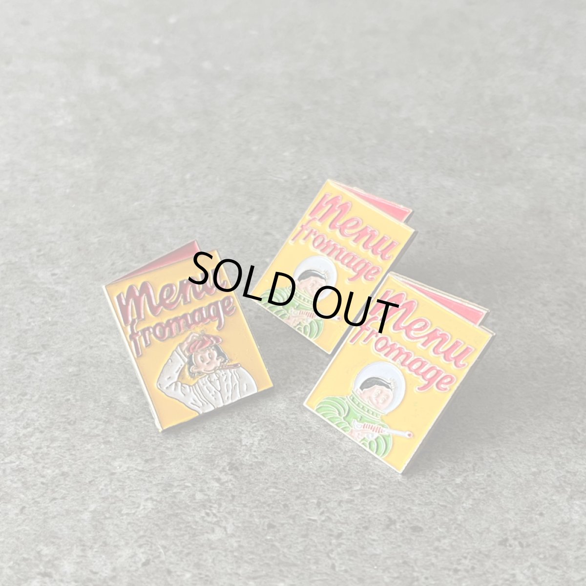画像3: 3個セット フランス ヴィンテージ ピンバッジ Menu fromage チーズメニュー ノベルティグッズ (3)