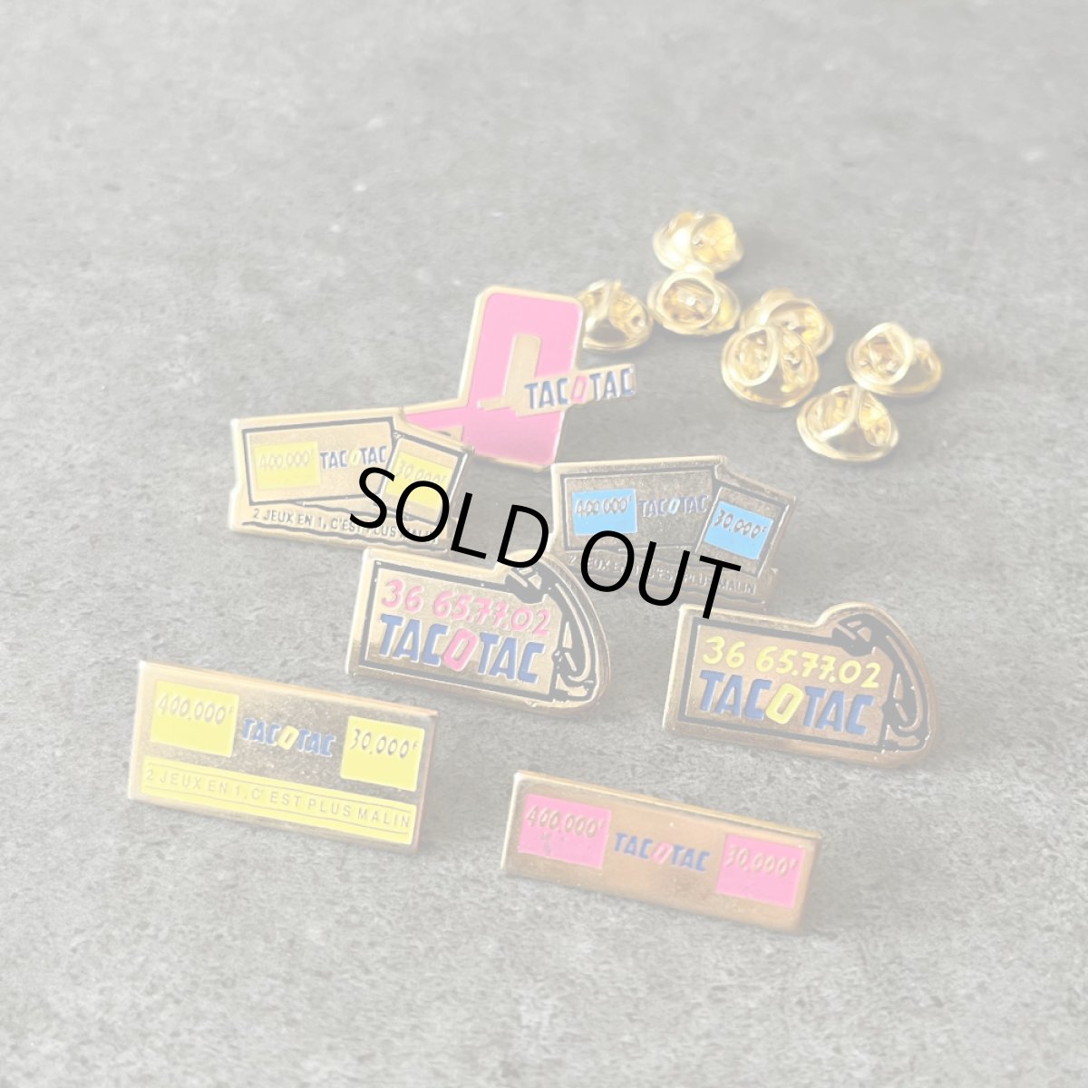 画像1: 7個セット フランス ヴィンテージ ピンバッジ TACOTAC collection ボードゲーム ノベルティグッズ (1)