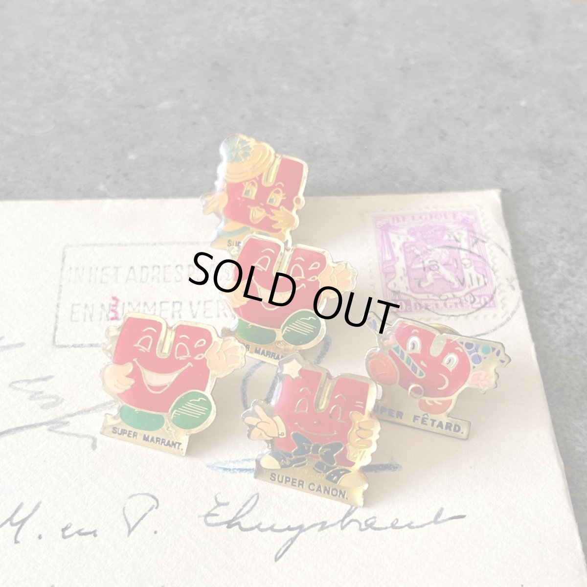 画像1: 5個セット フランス ヴィンテージ ピンバッジ SUPER U PINS COLLECTION ノベルティグッズ (1)