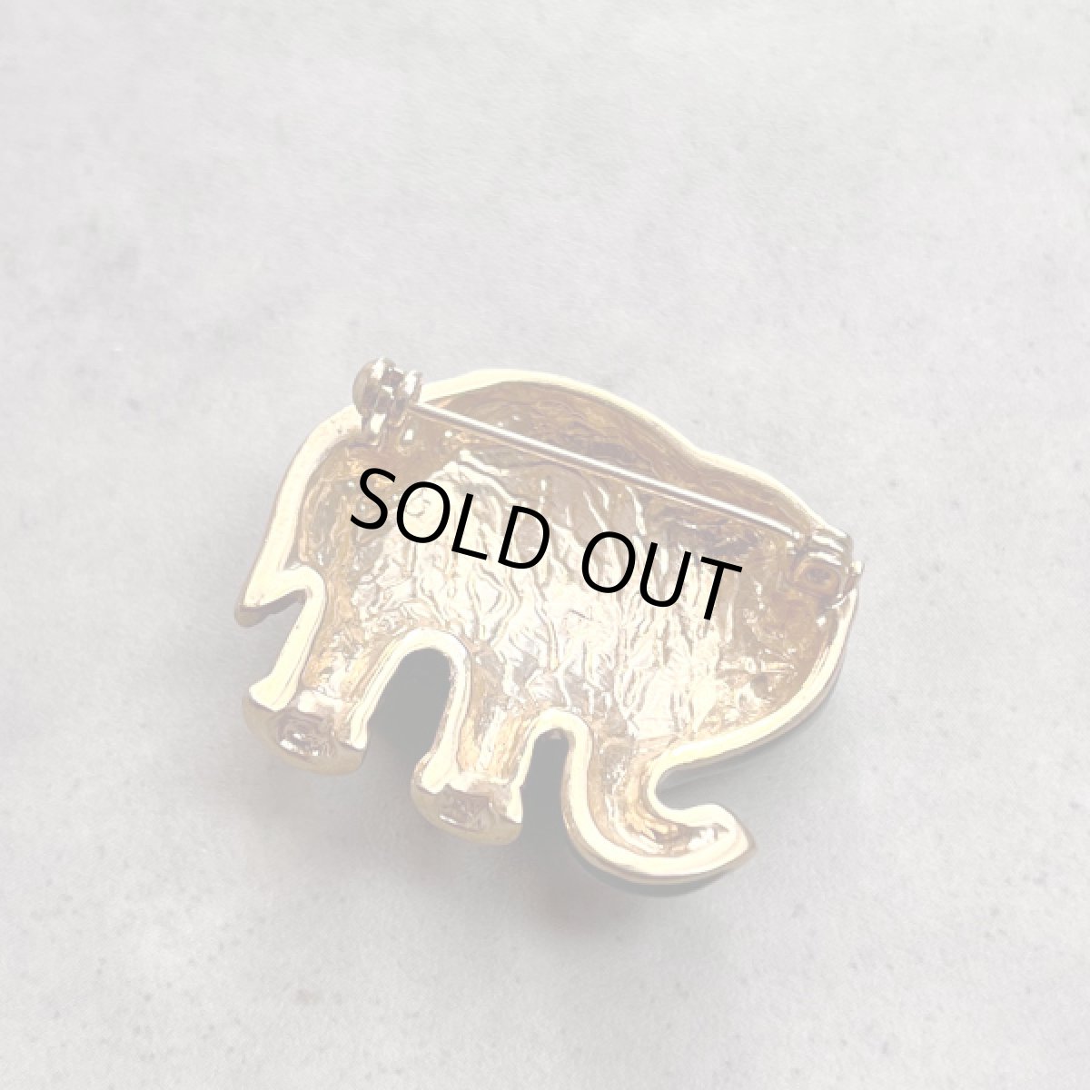 画像9: アメリカ 1980年代 ブラックエナメル ゾウブローチ エレファントラインストーン ヴィンテージ象 (9)