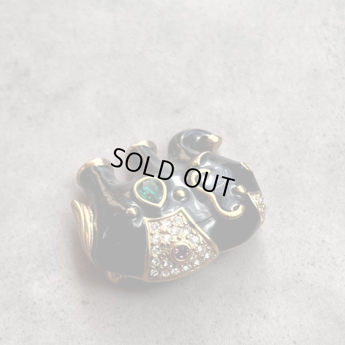 画像8: アメリカ 1980年代 ブラックエナメル ゾウブローチ エレファントラインストーン ヴィンテージ象 (8)