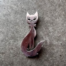 画像5: 1970-1980年代 刻印925 シルバー猫ブローチ  ねこ ヴィンテージジュエリー CAT BROOCH (5)