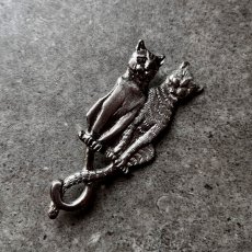 画像5: アメリカ 刻印1987 ２匹の猫ブローチ キャットアクセサリー CAT Brooch アンティークブローチ (5)