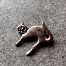 画像4: アメリカ 威嚇猫ブローチ ねこ キャットアクセサリー CAT Brooch アンティークブローチ (4)