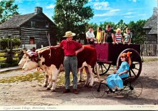 画像1: 海外ヴィンテージポストカード 牛と牛車と女の子 Upper Canada Village 動物ハガキ 世界の絵葉書 オンタリオ カナダ EY2028 (1)