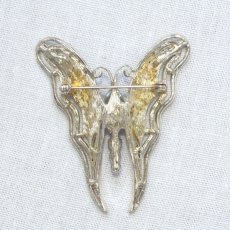 画像5: 英国 マリンブルー蝶々 ヴィンテージブローチ 「青の記憶」アールデコスタイル 昆虫アクセサリー (5)