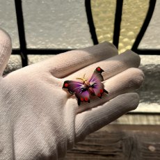 画像12: イギリスヴィンテージ「静かな夜に、魔法を運ぶ翼」蝶ブローチ 蝶モチーフ バタフライ 昆虫アクセサリー (12)