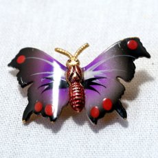 画像7: イギリスヴィンテージ「静かな夜に、魔法を運ぶ翼」蝶ブローチ 蝶モチーフ バタフライ 昆虫アクセサリー (7)