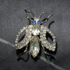 画像5: 1950年代 英国ヴィンテージ「ひとすじの光を追って」アブ虻 クリアラインストーンブローチ  昆虫アクセサリー (5)