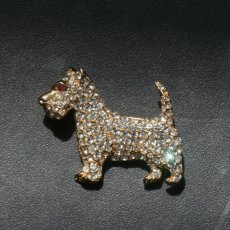 画像4: 英国 1960年代 ヴィンテージブローチ「まばゆい午後、忠犬のまなざし」ゴールドテリア犬 ラインストーン イギリス アクセサリー EW0348 (4)