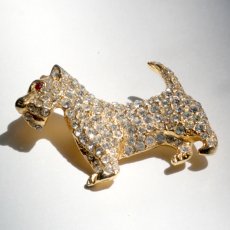 画像7: 英国 1960年代 ヴィンテージブローチ「まばゆい午後、忠犬のまなざし」ゴールドテリア犬 ラインストーン イギリス アクセサリー EW0348 (7)