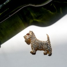 画像6: 英国 1960年代 ヴィンテージブローチ「まばゆい午後、忠犬のまなざし」ゴールドテリア犬 ラインストーン イギリス アクセサリー EW0348 (6)